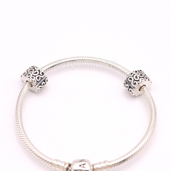 Two Authentic PANDORA Silver Swirls Clips Charms - 790338 - Picture 8 of 11